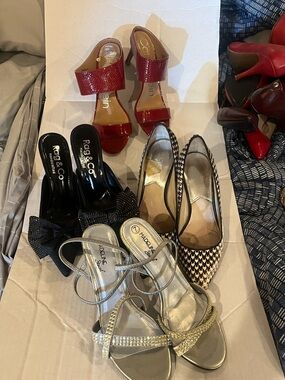 Calvin Klien-Red; Madeline Silver Strappy; Michael Kors Houndstooth; Rags & Co.